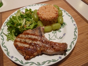Pork chops with tomato rice
